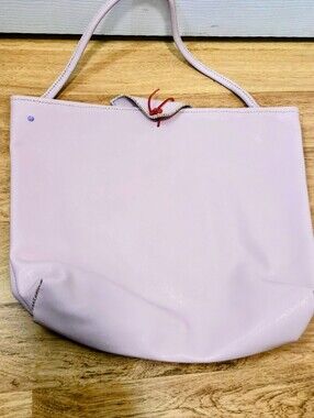 Pink Leather Slouchy Hobo Tote Bag Whipstitch Triangular Flap Boho Shoulder Bag